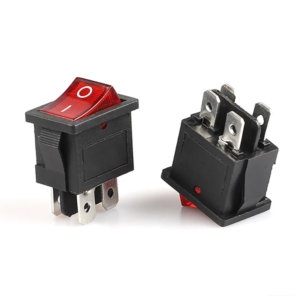 ABILKEEN KCD1 Rocker Switch ON-OFF 2 Position Plastic Toggle Push Button with LED Illuminate 4-Pin Terminal Power Control Switch