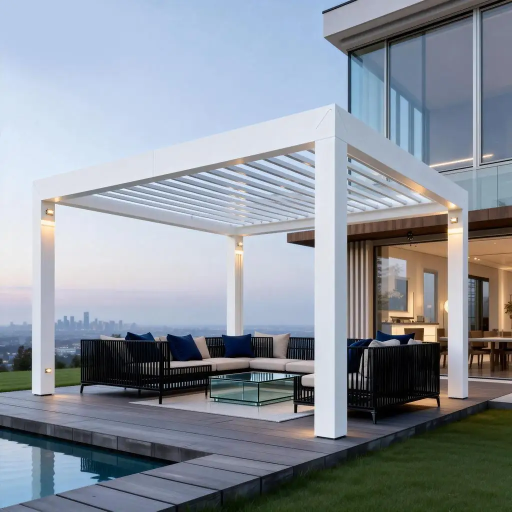 High Quality Aluminium Pergola Remote Control Gazebo Waterproof Sunshade Awning Motorized Foldable Louvered Roof Pergolas