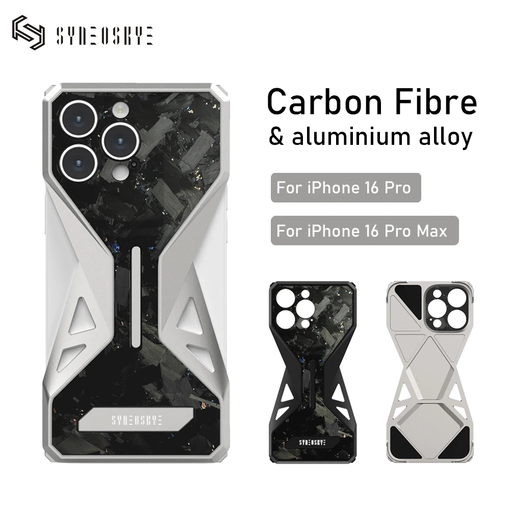 

Protective Phone Case For iPhone 16pro Max Metal+Forged Carbon Fibre Lens Protection Anti-drop Back Cover For iPhone 16 pro