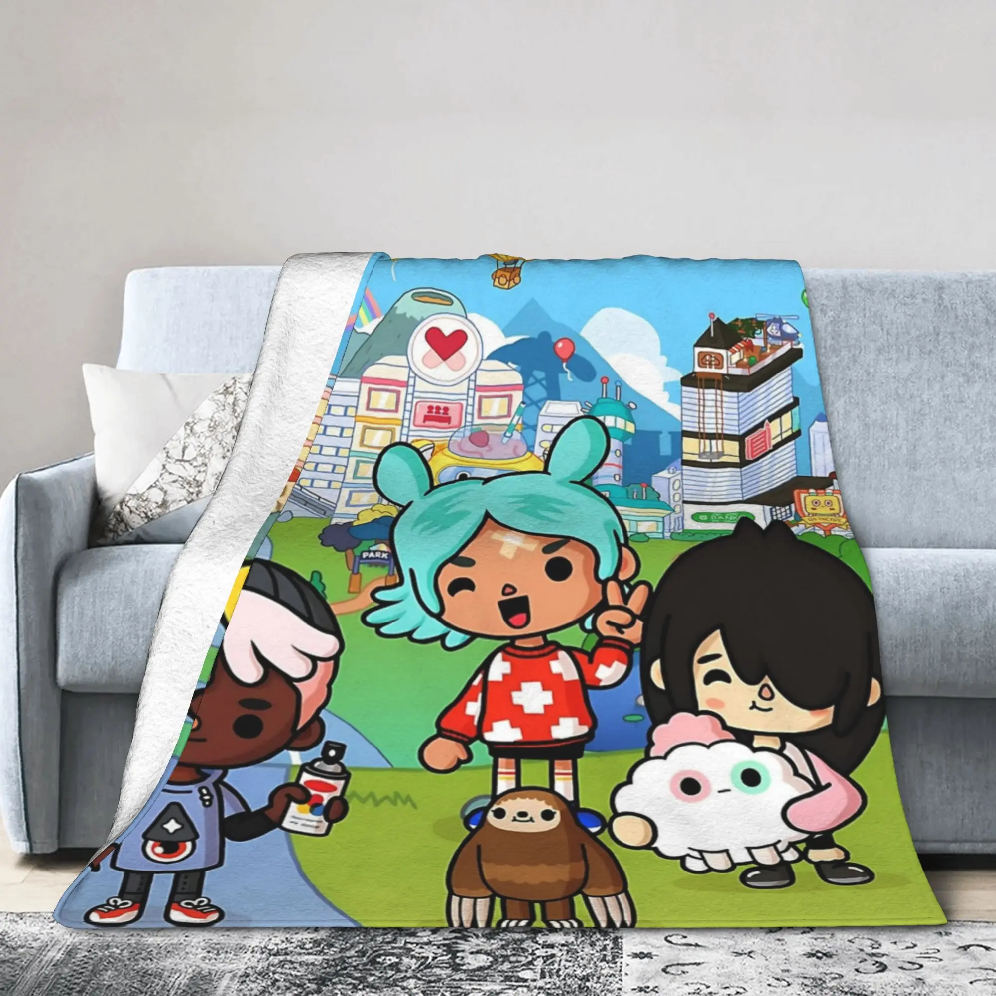 Toca Life World Manage Blanket BSG Game Cartoon Fuzzy Novelty Soft Throw Blanket for Coverlet All Season Travel