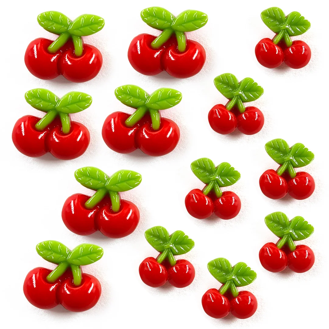 10pcs Red Cherry Fridge Magnet Plant Figurine Resin Refrigerator Decoration Whiteboard Magnetic Sticker Diy Kitchen Accessories