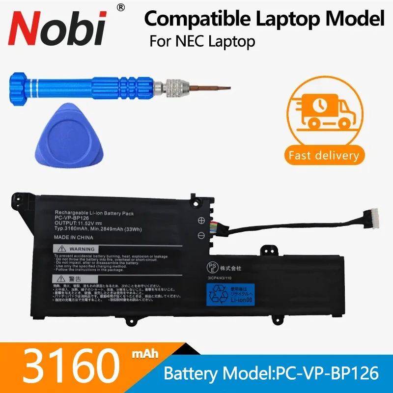 Nobi neue batterie original PC-VP-BP126 3 icp4/43/110 laptop akku für nec laptop 11,52 v 33wh batterien + tools