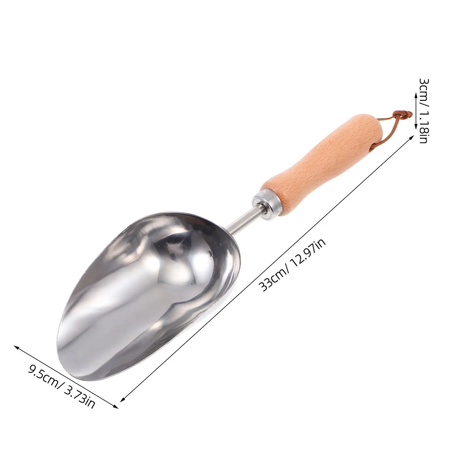 1Pcs Hand Trowel Stainless Steel Garden Shovel Natural Wood Handle Planting Soil Loosening Weeding Transplanting