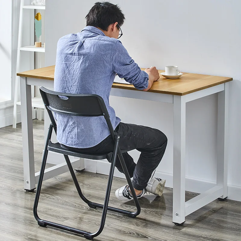 Folding Backrest Dining Chair Portable Home Office Chair Lightweight Metal Compact Computer Chair