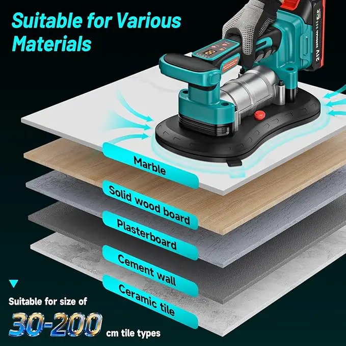 

YEARTOP 500KG 9 Gear Tile Tiling Machine Suction Cup Tile Vibration Leveling Tile Laying Vibrating Tool For Makita 18V Battery