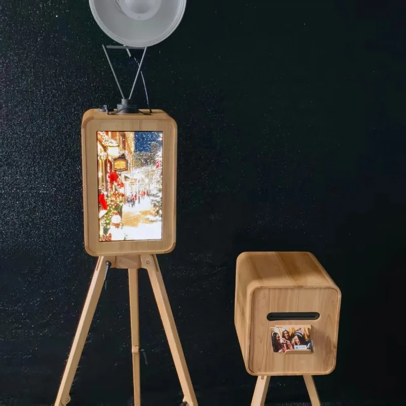 Wooden Mirror Photo Booth Machine Ipad Supported Selfie Station For Wedding Birthday Party Event Rental Use