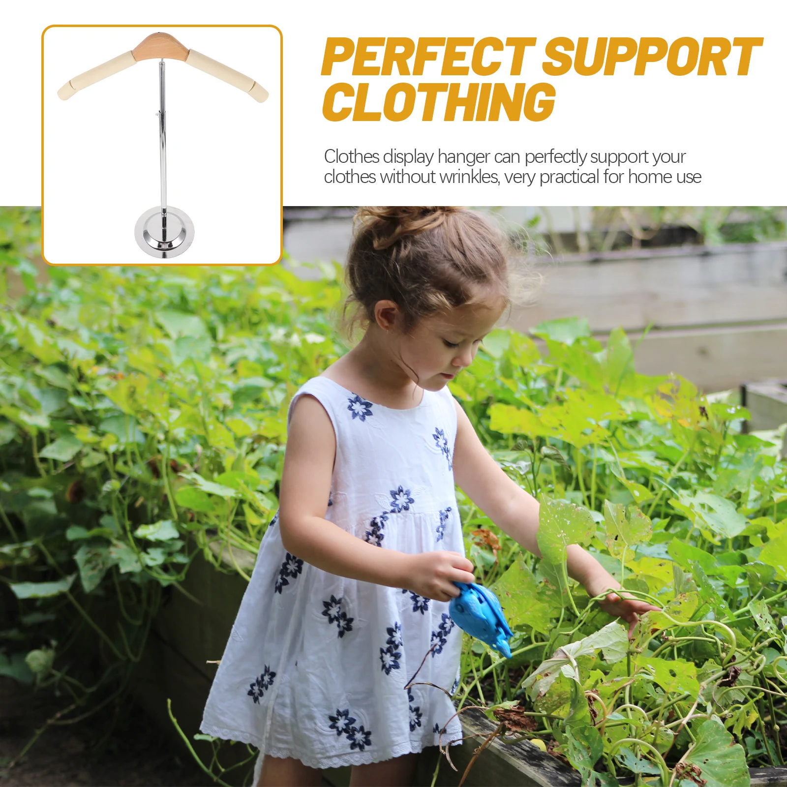 

T Shape Kids Clothing Display Hanger Wood Metal Sturdy Smooth Surface For Home Streaming Dress Stand Clothes Rack