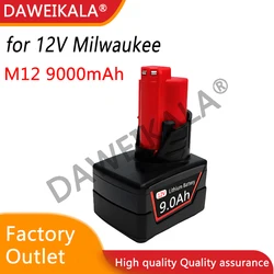 12V 9000mAh Rechargeable Battery for Milwaukee XC Cordless Tools 48-11-2402 48-11-2411 Batteries 48-11-2401 MIL-12A-L