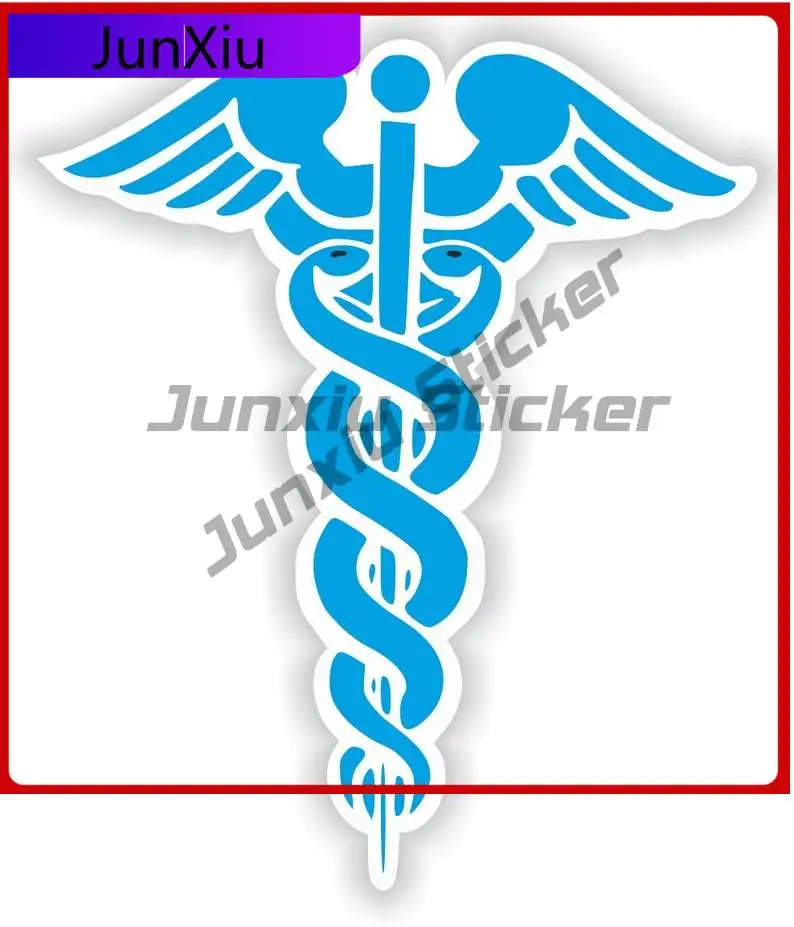 

Caduceus Cyan Medical Pharmacy Doctor Funny Helmet SUV Durable Vinyl Auto Accessories Vinyl Decal For Car Truck SUV Window