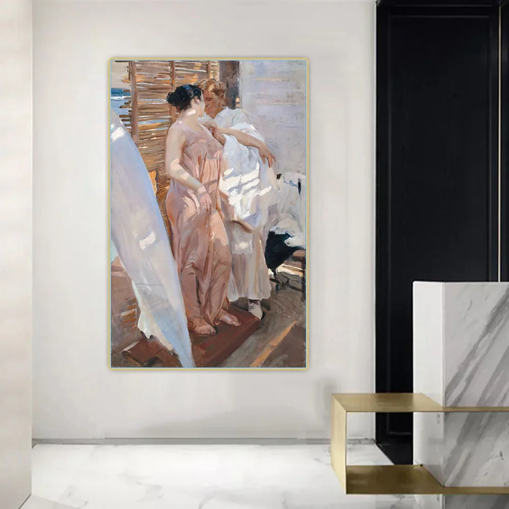 Citon Joaquin Sorolla 《La bata rosa", lienzo, pintura al óleo, póster artístico, imagen, telón de fondo, decoración de pared, decoración del hogar