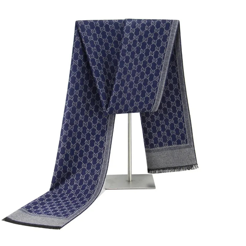 2025 العلامة التجارية مصمم الشتاء الكشمير وشاح الرجال الفاخرة خطابات طباعة الباشمينا الأوشحة موضة رجال الأعمال الرقبة لينة الدافئة وشاح