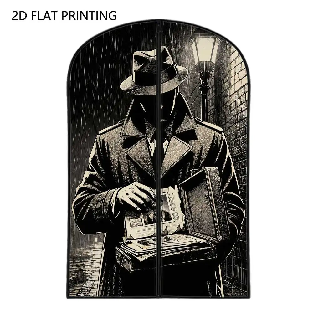 1pc vintage detective Compressed Dust Cover Clothes Compression Hanging Storage Bag Household Wardrobe Organizer