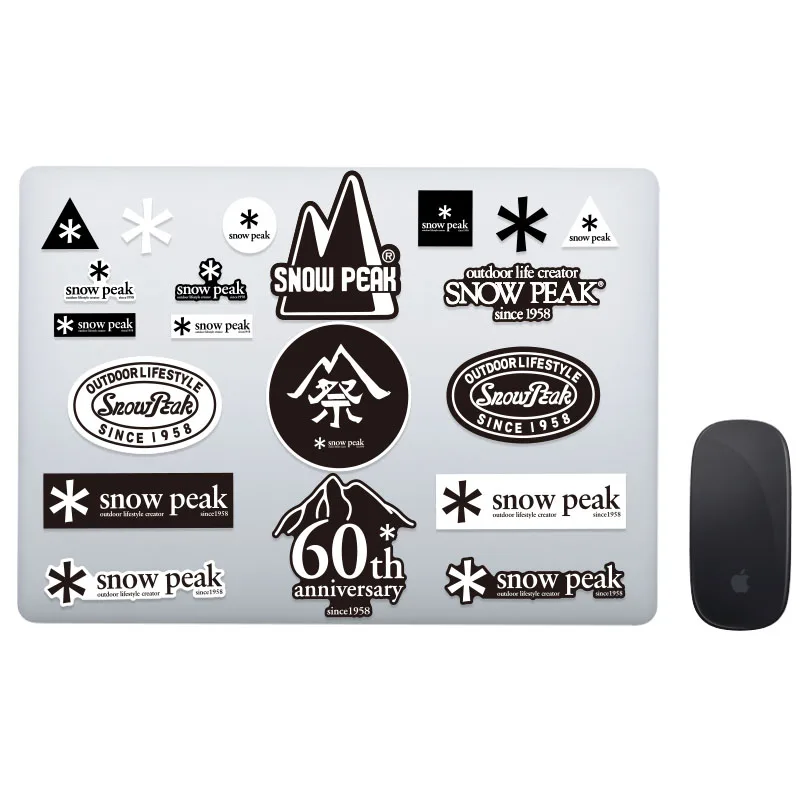 20pcs Outdoor Camping Trendy Snow Peak Mountaineering Snowboard Motorcycle Adventure Sticker Waterproof