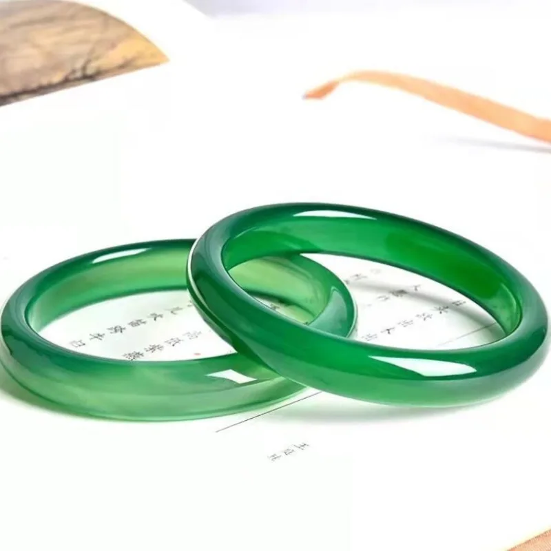 

Браслет из агата-халцедона Ice Green Flat Strip, универсальный, для женщин