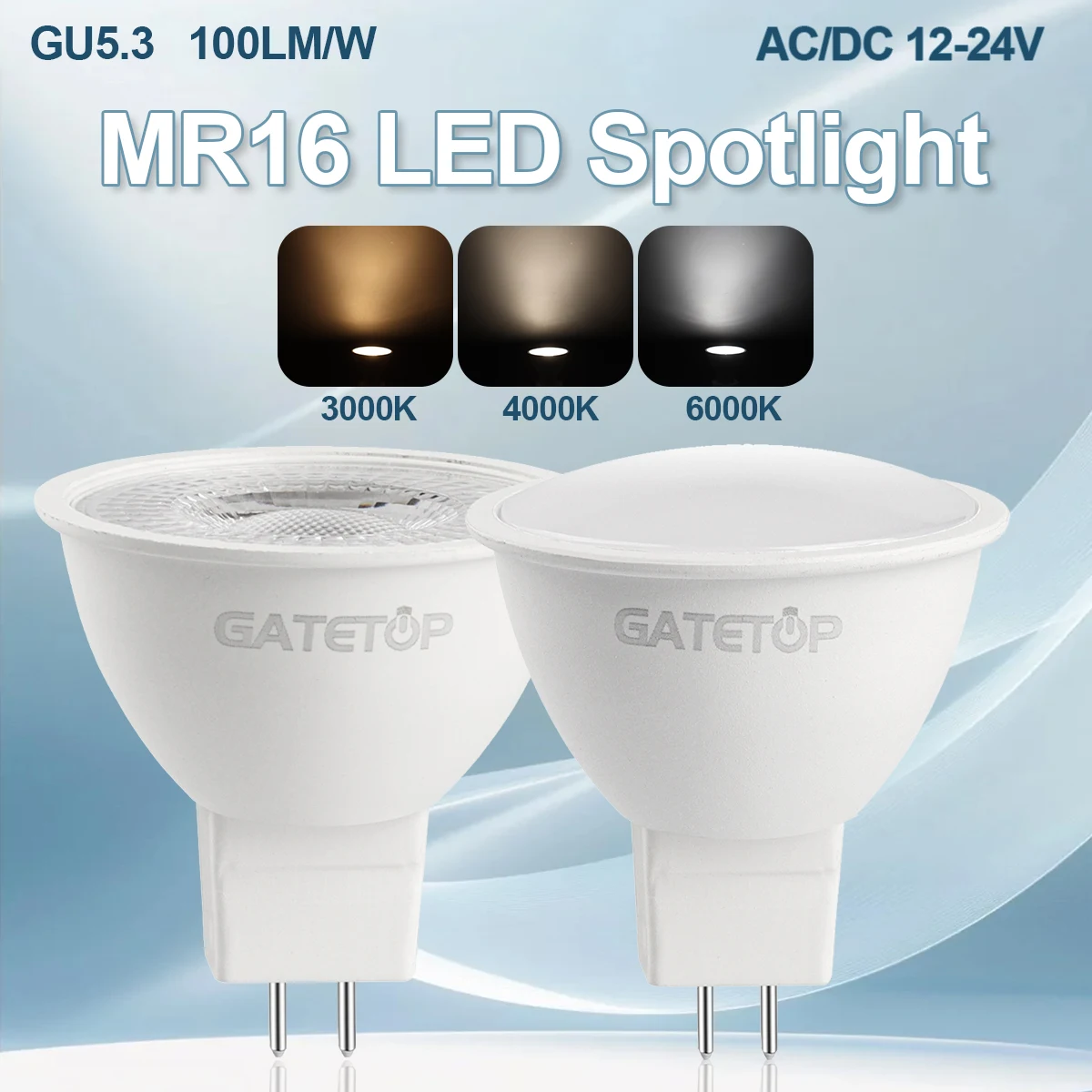 

12pcs Bombillas LED Spotlight MR16 Bulb GU5.3 Base DC AC 12V 24V 6W 600lm Spot Light Replace 30W 50W Halogen Lamp Living Room