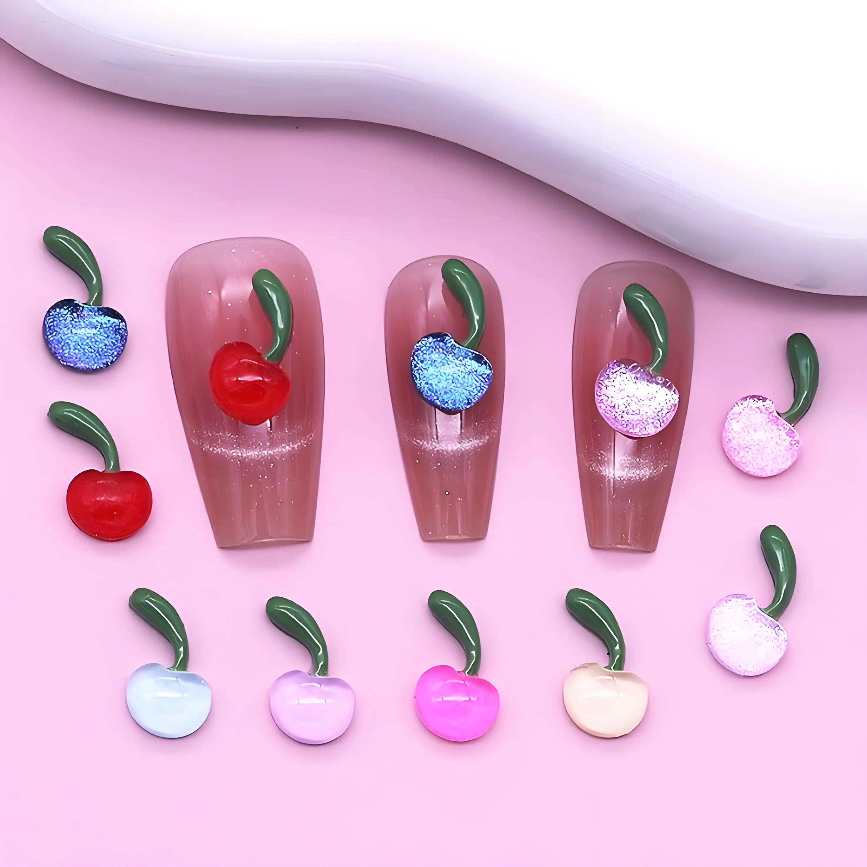 

40Pcs Mixed Colors 3D Acrylic Cherry Nail Art Charms Accessories Resin Parts For Nails Decoration Manicure Supplies Material