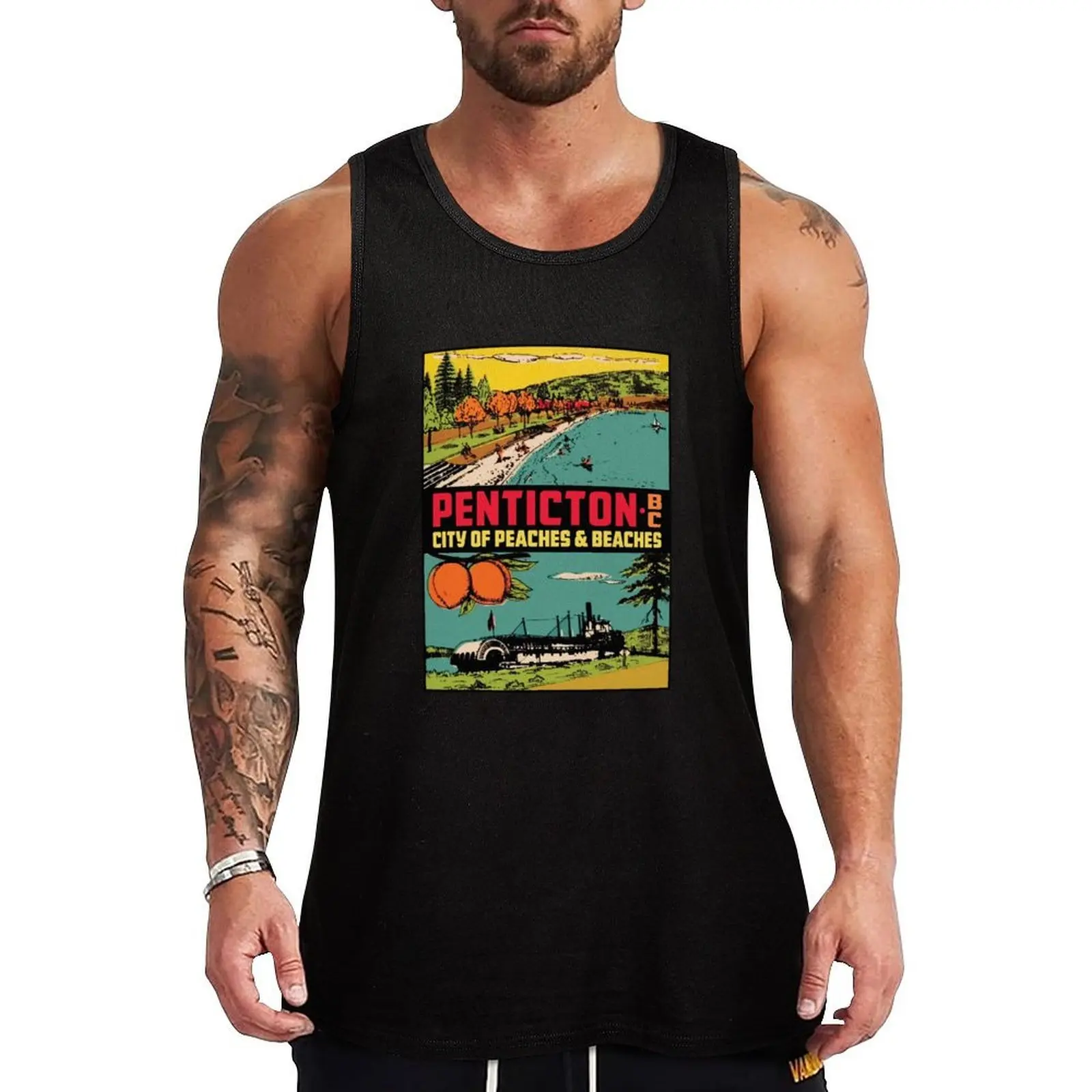 

Penticton Peaches & Beaches Tank Top men gym bodybuilding for men Men's sleeveless t-shirt t-shirts for Men's gym