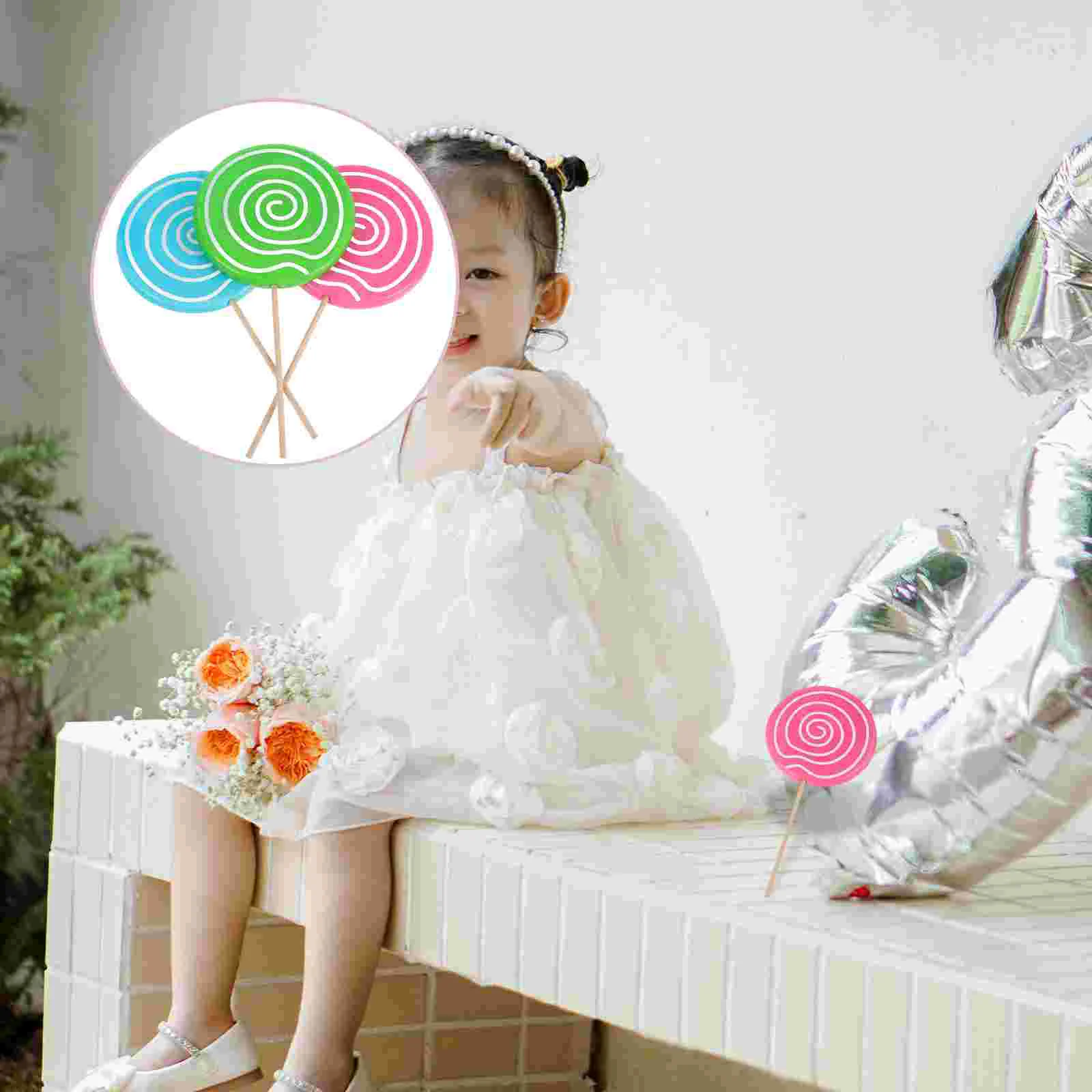 

3 Pcs Lollipop Model Props Giant Candy Decorative Fake Photo Mold Wood Child Simulation