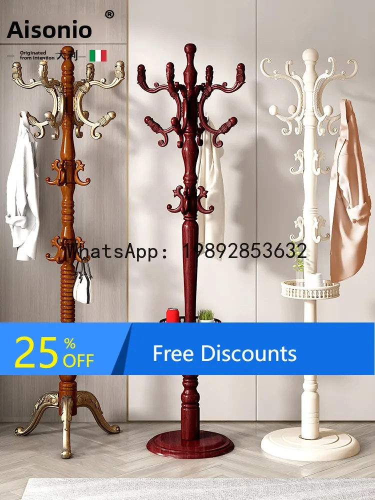 YFY Solid Wood Entryway Clothes Rack Floor-standing Bedroom Garment Rack Vertical Living Room Space-saving Clothes Rack