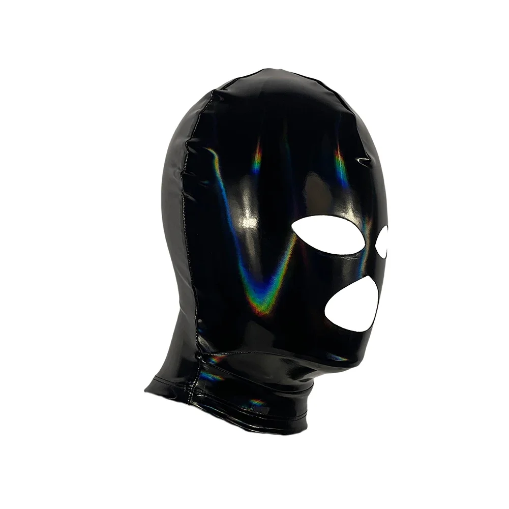 Hood Open Eyes And Mouth Mirror Leather Cosplay Club Wear Costumes Couple Stage