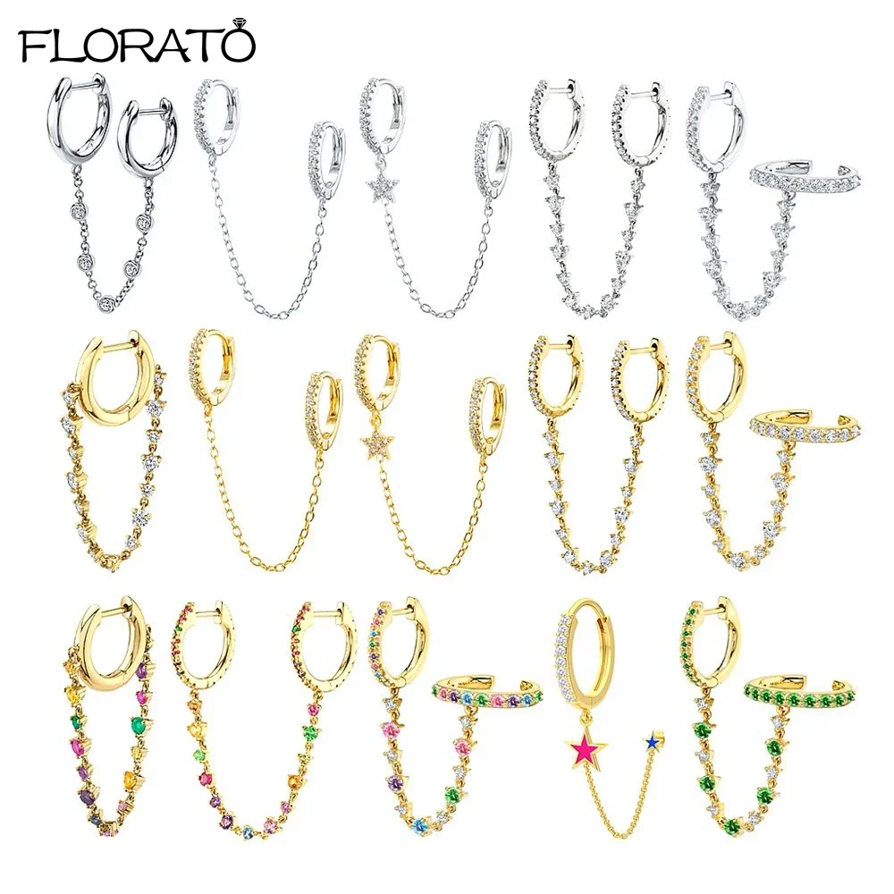 

Серьги-кольца с подвеской из цветных кристаллов и серебряной иглой 925 пробы, 1 шт., для женщин, с двумя отверстиями, эмалевые, в форме звезды, модные ювелирные украшения, подарок