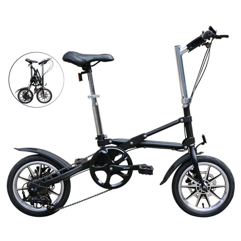 14-inch Bicycle Single-speed One-second Folding Ultra-light Pedal Disc Brake Adult Folding Bicycle