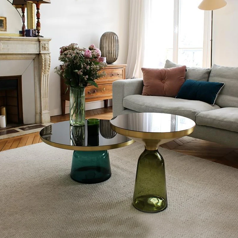 

Nordic Modern Minimalist Art Tempered Glass Surface Small Coffee Table Light Luxury Creative Side Table