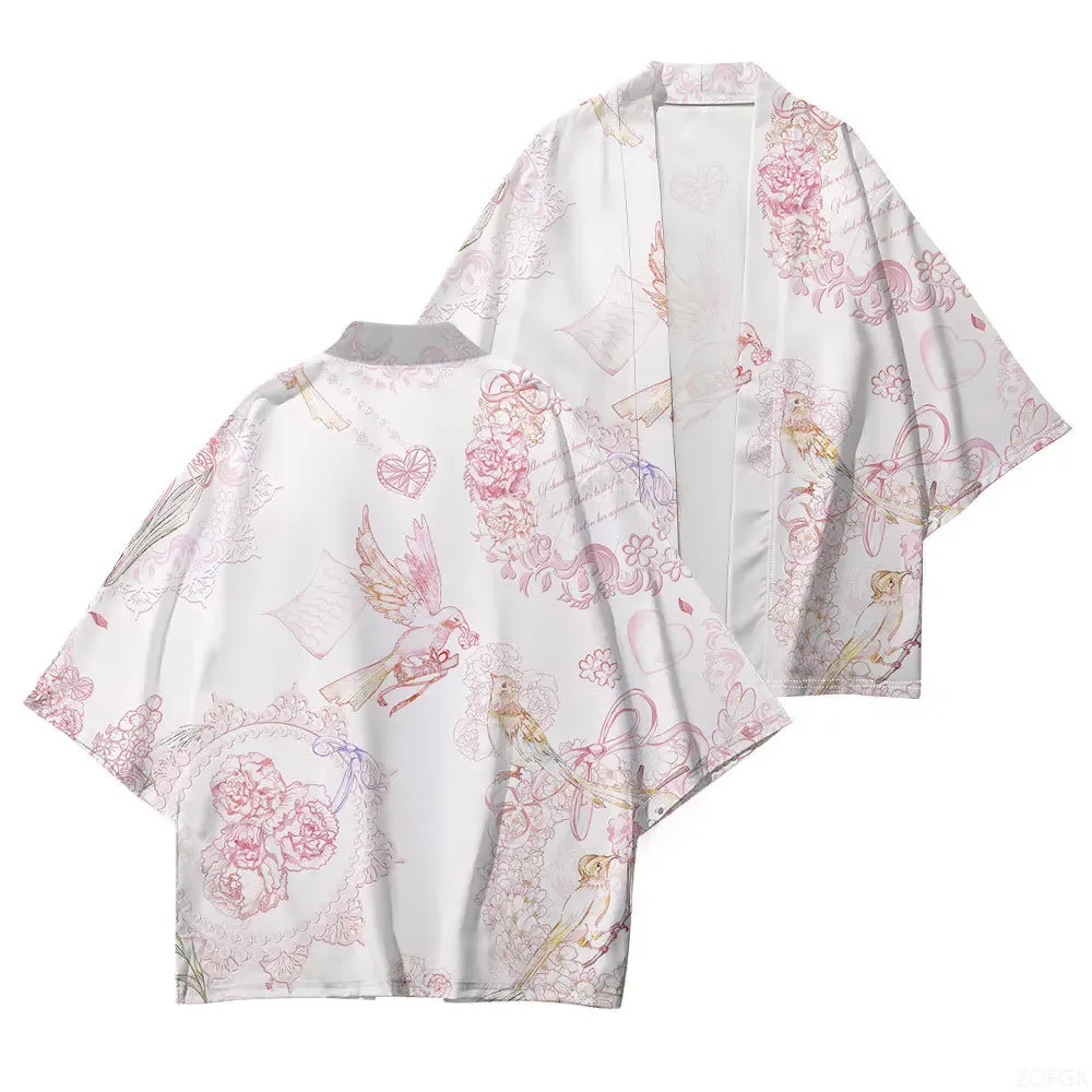 منتج جديد الكرتون الأوروبي الأمريكي أنيمي لطيف نمط ثلاثية الأبعاد الطباعة فضفاضة عادية سترة الصيف الرجال النساء نفس النمط كيمونو #3