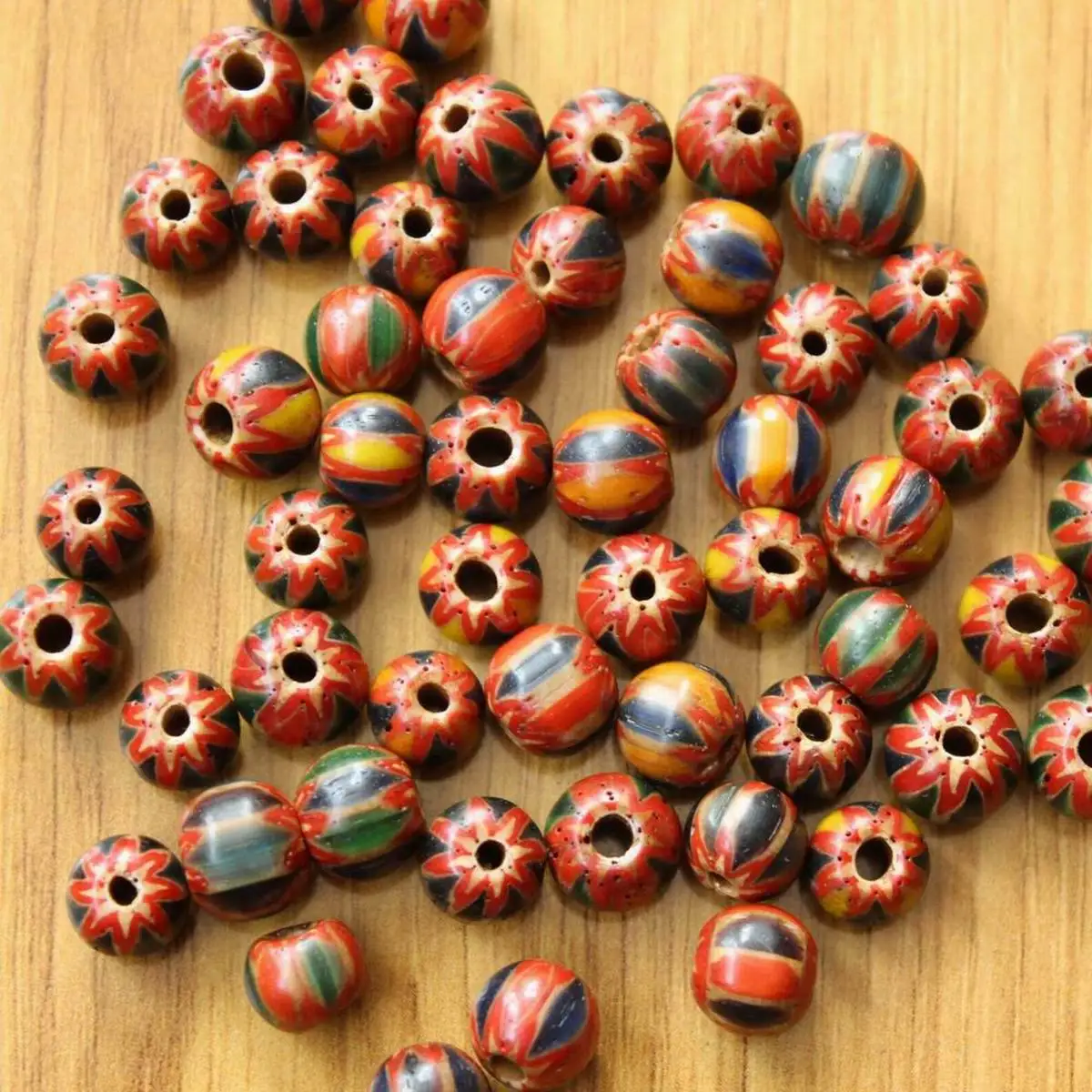 BD269 Wholesale Vintage Asian Antiqued Trade Lampwork 8mm-10mm Glass Beads Diy Jewelry Accessories 50 Pieces Beads