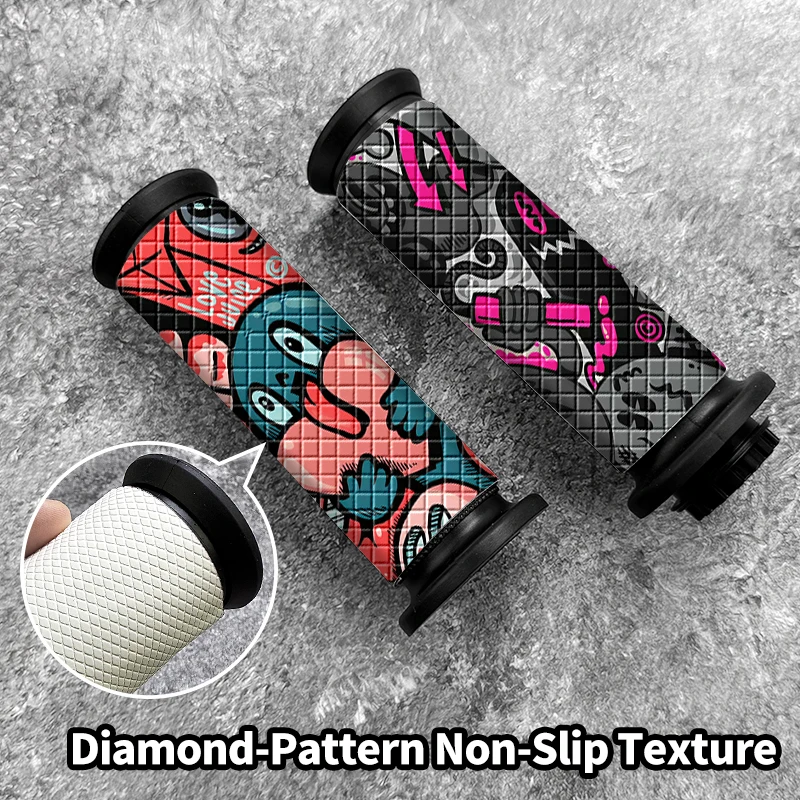 2PCS Graffiti Motorcycle Grip Stickers Waterproof Anti-Slip Vinyl Decals Cover Scratches for Modification Scooter E-Bike Bicycle - Image 5