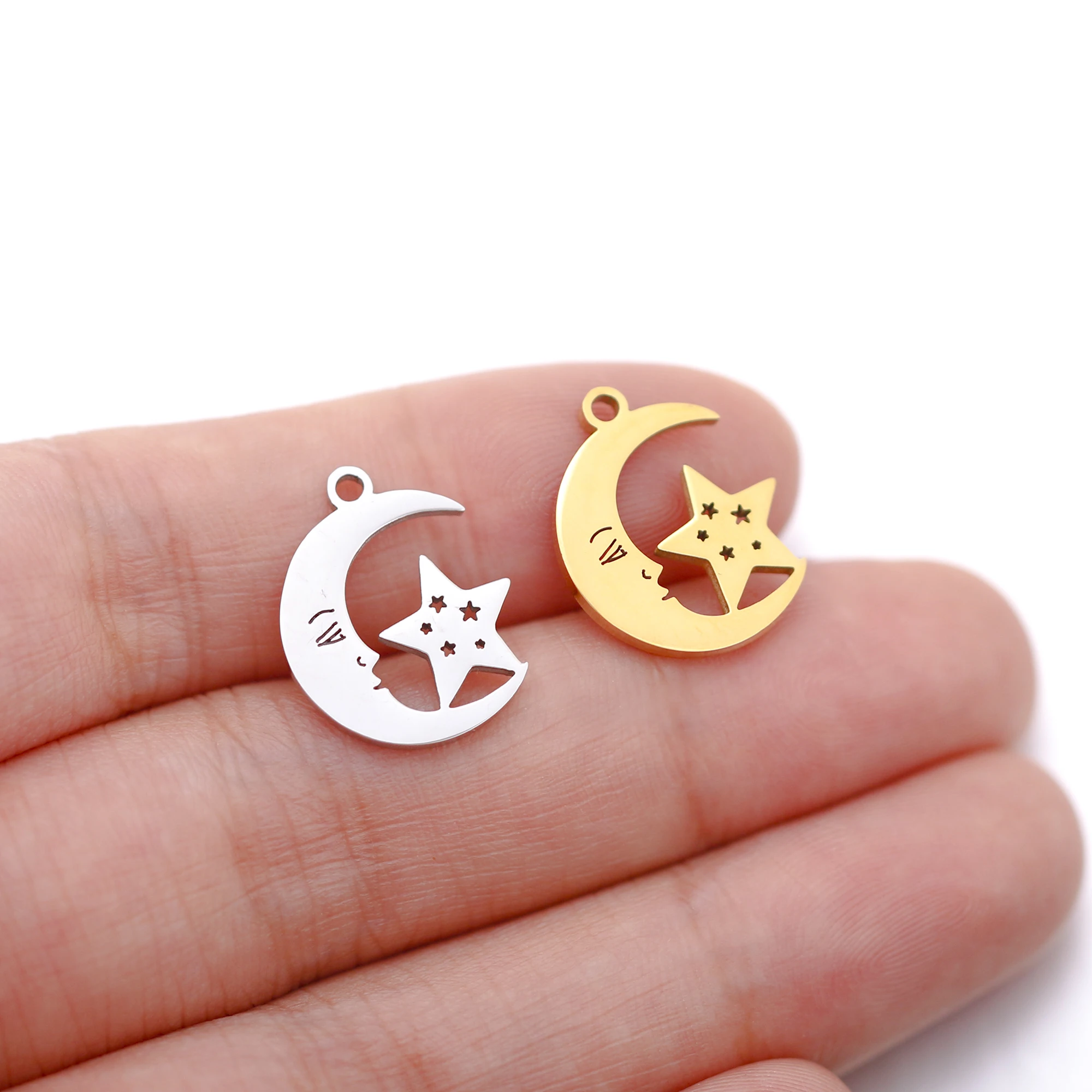 5 teile/los Edelstahl Sonne Mond Sterne Charms Für Schmuck Machen Liefert Diy Ohrringe Armband Halskette Zubehör Großhandel – Detail 16