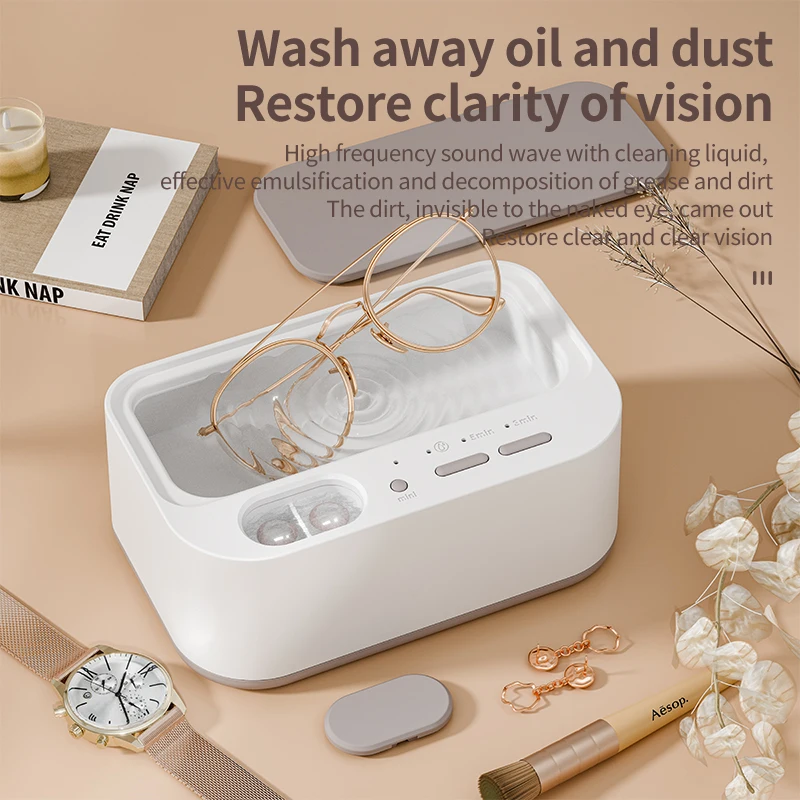 Ultrasonic Cleaner with Double Bin Vibration, Jewelry Cleaning Machine, Household Watch Strap Cleaning Machine, 48Khz