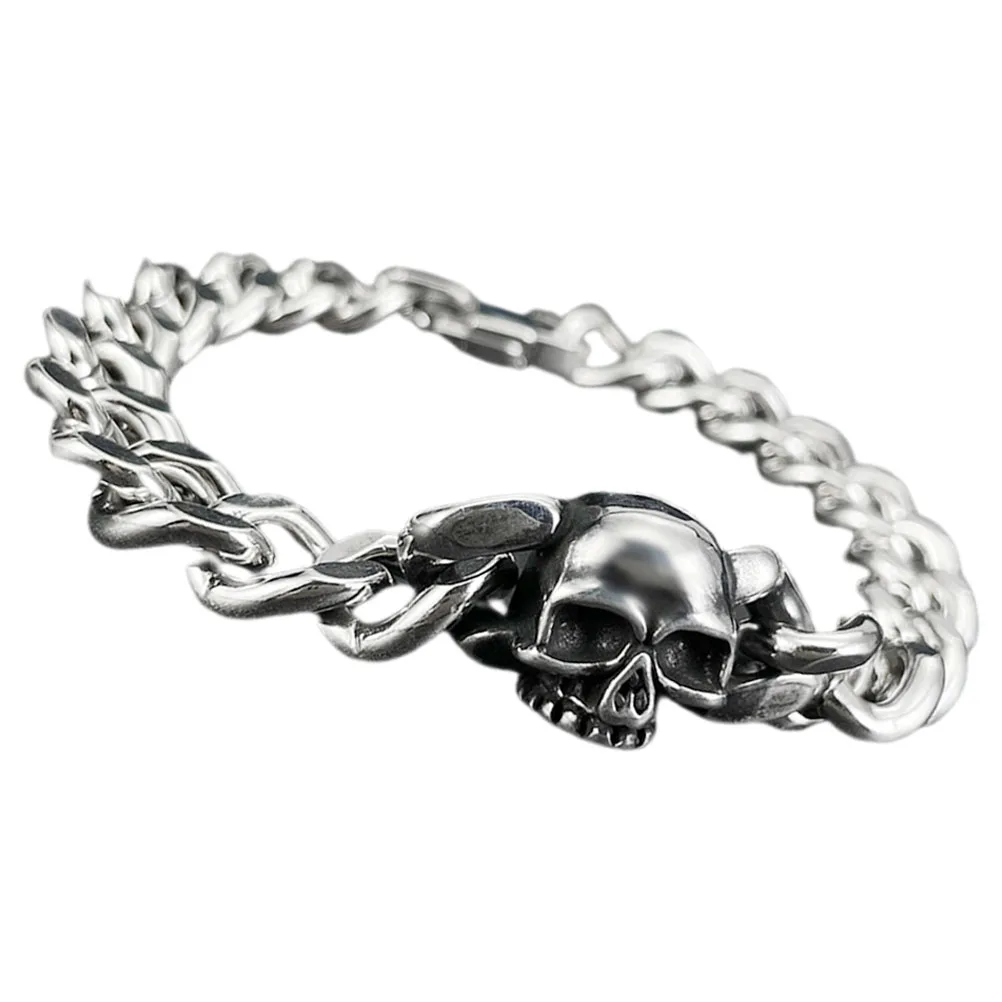 

Skull Bracelet Gothic Punk Metal Wristband Chain Jewelry For Men Women Halloween Fashion Accessory Wrist Decor