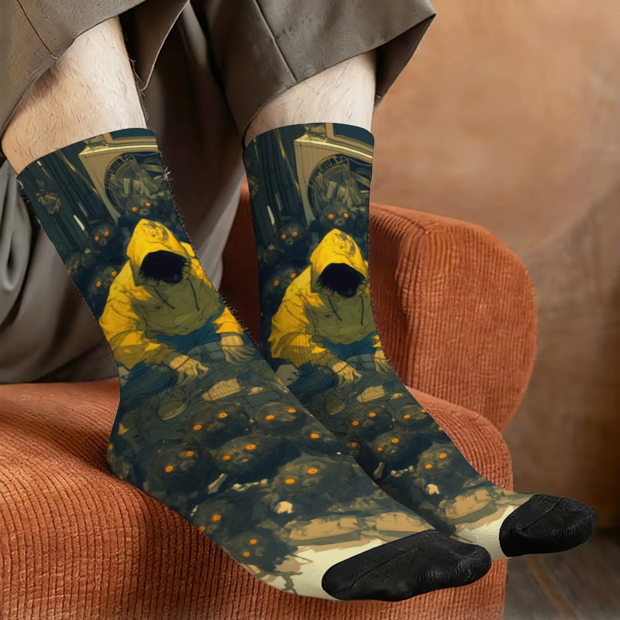 Cyber Thriller Faceless Crew Socken Industrial Insect Swarm Print Socken Geschenk für Cyberpunk Horror Fans & Sci-Fi Style Enthusiasten