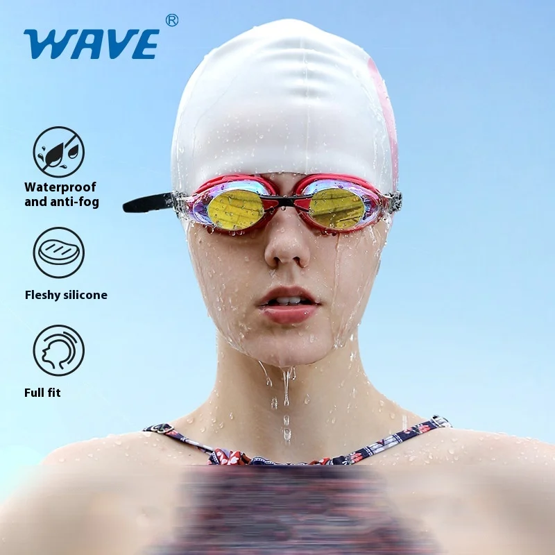 

WAVE Professional Swimming Goggles Waterproof Anti-Fog Hd Large Frame Electroplating Speed Number Swimming Goggles