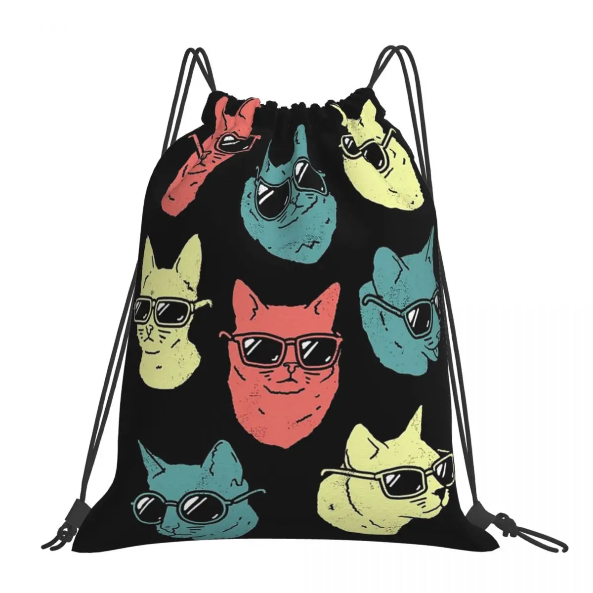 Cat Shirt Backpacks Multi-function Portable Drawstring Bags Drawstring Bundle Pocket Shoes Bag Book Bags For Man Woman Students