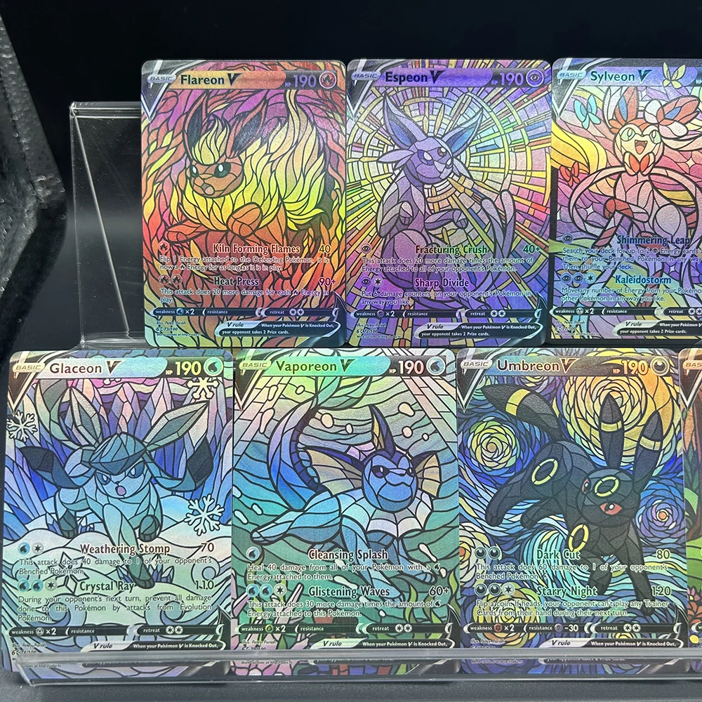 애니메이션 PTCG TCG 캐시드럴글라스 시리즈 이브이루션 트레이딩 컬렉션 카드 엄브레온 바포레온 글라세온 6K 73/100 플래시 배틀 카드