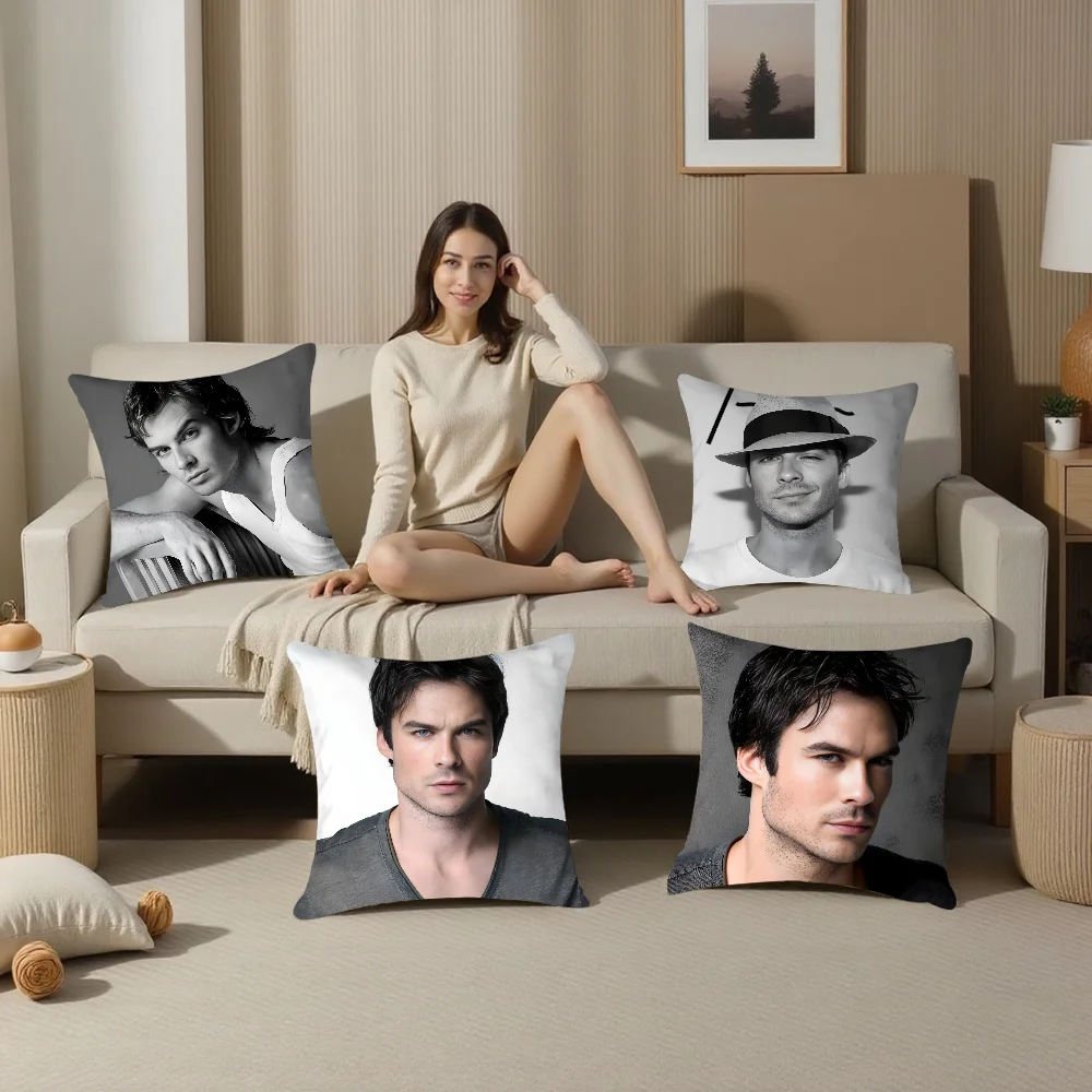 

I-Ian S-Somerhalder Pillow Case Plush Fabric Soft Pillowcase Double Sided Print Cushion Cover Household Gifts