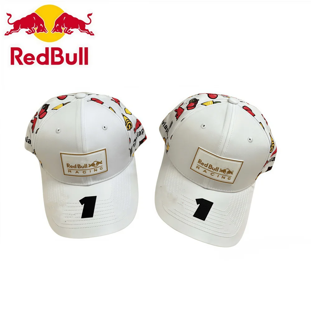 

1 шт. 2025 Белый Красный Бик Хип-Хоп Шляпа Red Bull Team Las Vegas Station No 1 Гоночная шляпа Мужская и женская летняя шляпа Red Bull Sun Hat