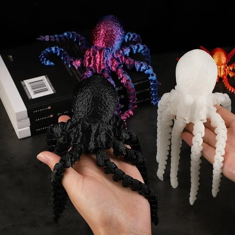 3D Printed Articulated Octopus Poseable Tentacles Desk Toy PLA Sculpture For Kid Jointed Body Decorative Toy