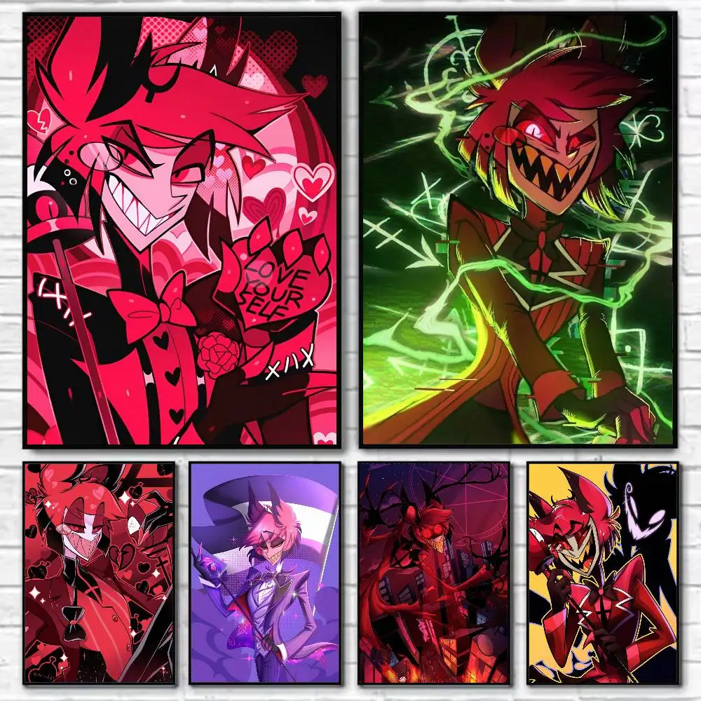 

Alastor H-Hazbin H-Hotel Poster Self-adhesive Art Waterproof Paper Sticker Coffee House Bar Room Wall Decor