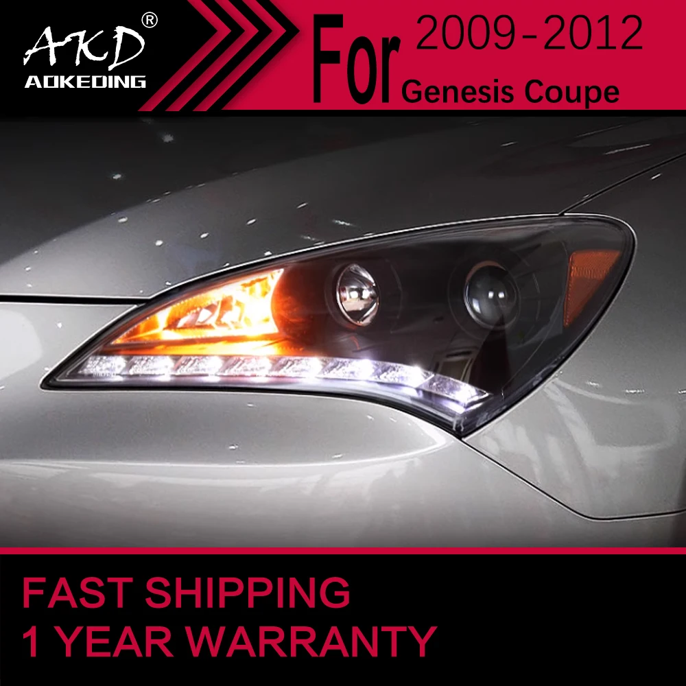 Car Lights for Hyundai Genesis Coupe LED Headlight 2009-2012 Head Lamp Drl Projector Lens Automotive Accessories