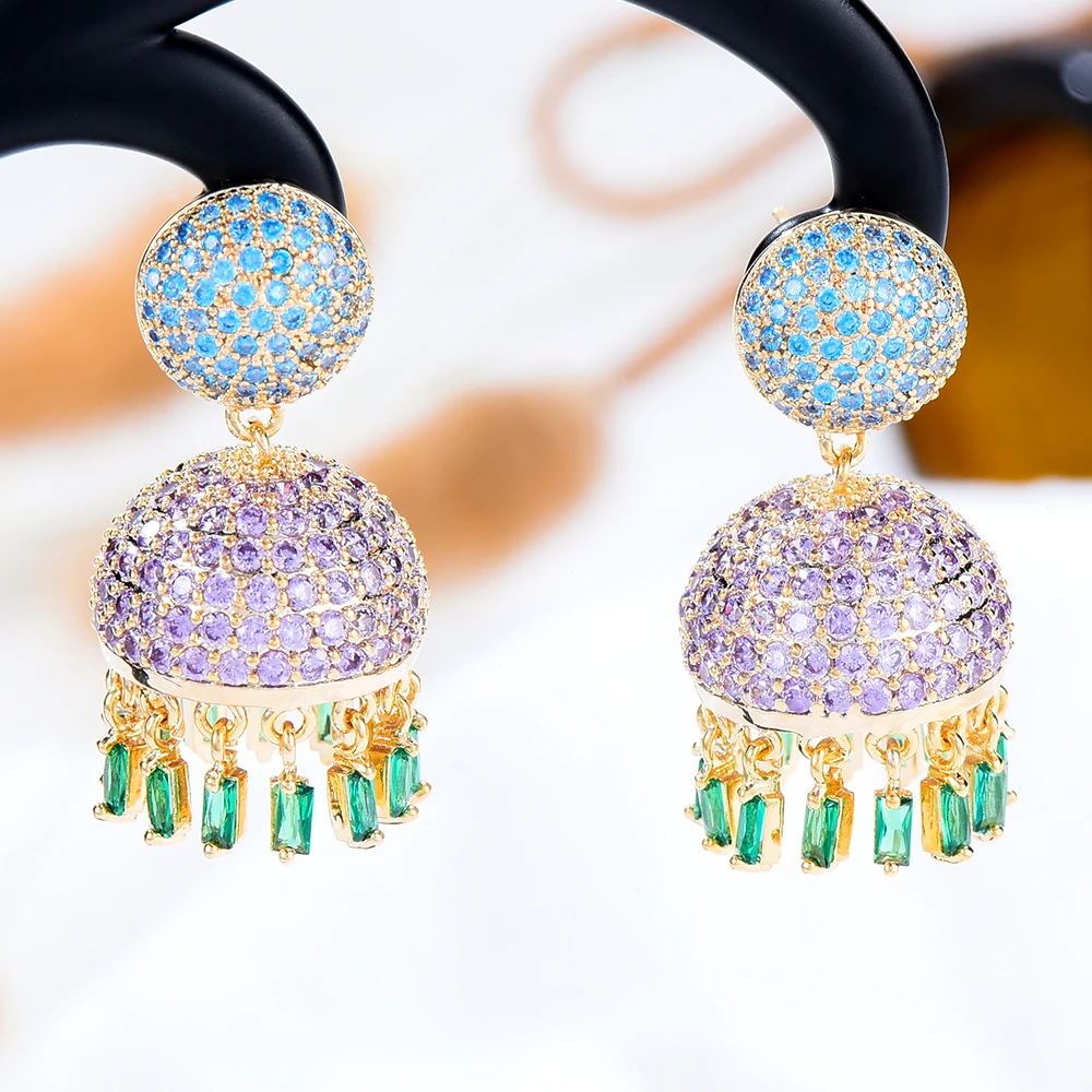 

Siscathy Indian Arabic Half Round Pendant Earring For Women Ethnic Wedding Party Dubai Bridal Jewelry boucle d'oreille femme