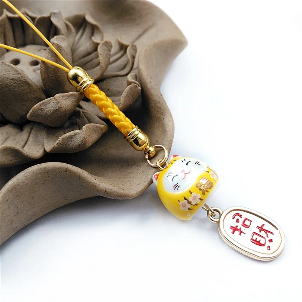 Keychain Small Beautiful Pendant Decorations Ceramics Fashion Comfortable Mobile Phone Beauty And Health Lucky Cat Lanyard