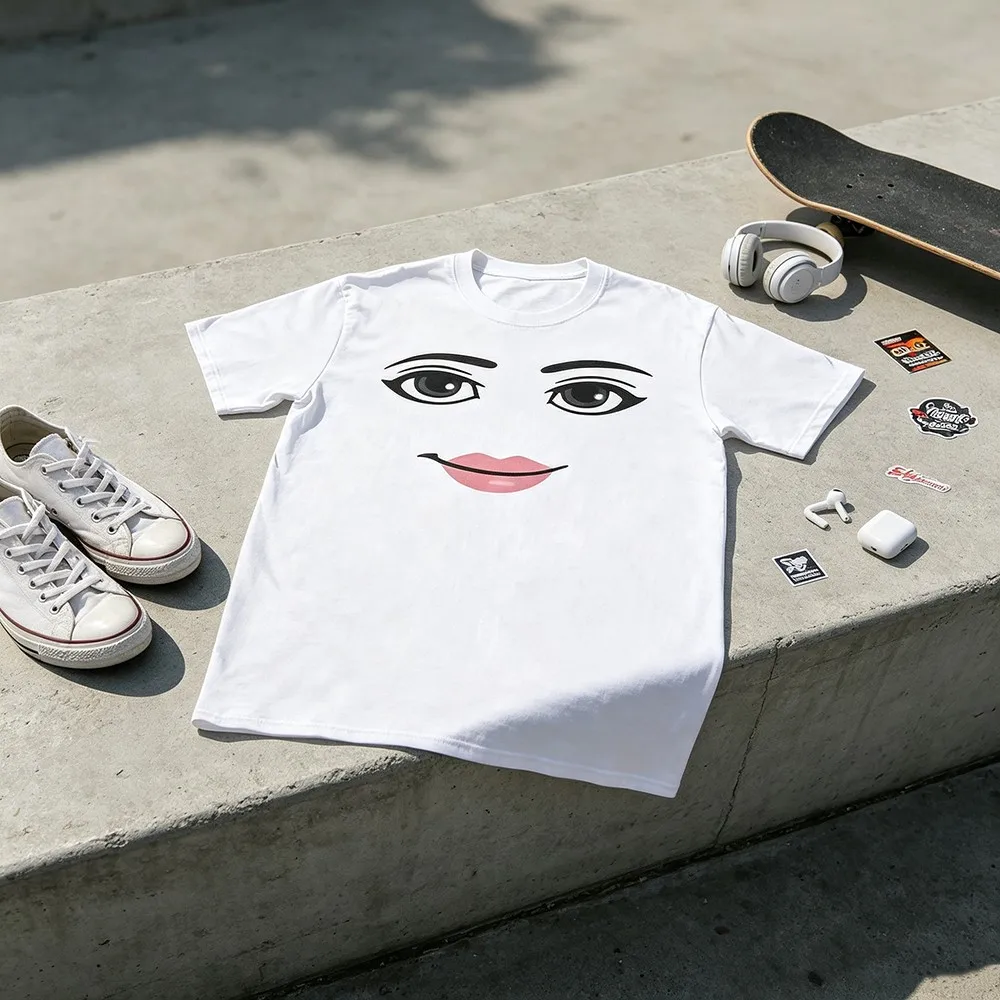 Funny Cartoon Facial Expression Graphic T‑Shirt, Unisex Crew Neck Short Sleeve Tee, Minimalist Meme Face Print Playful Humor Streetwear Casual Daily Tops party wear
