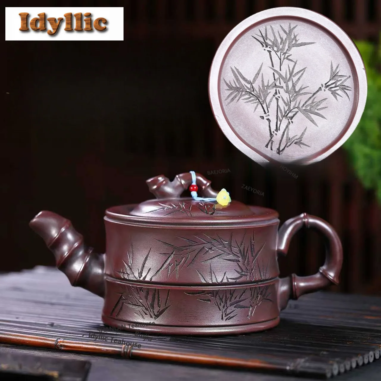 760ml Ancient Yixing Purple Clay Teapots Famous Master Handmade Bamboo Shadow Pot Raw Ore Bronze Mud Kettle Zisha Tea Set Gift