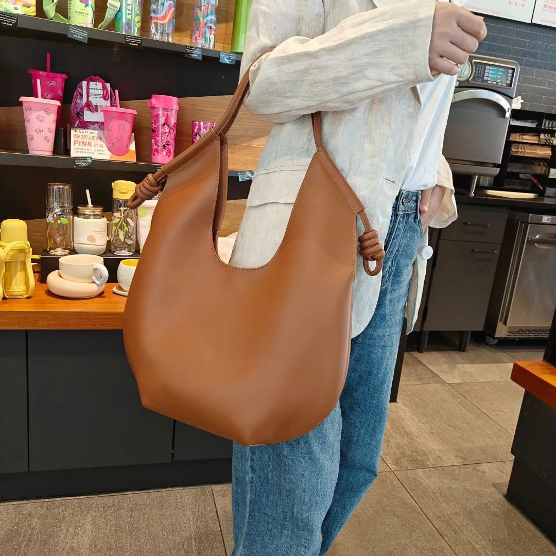 2023 Trendy Women's Genuine Leather Large Bags Designer Brand Ladies Luxury Cowhide Retro Shopping Bag Large Capacity Tote Purse