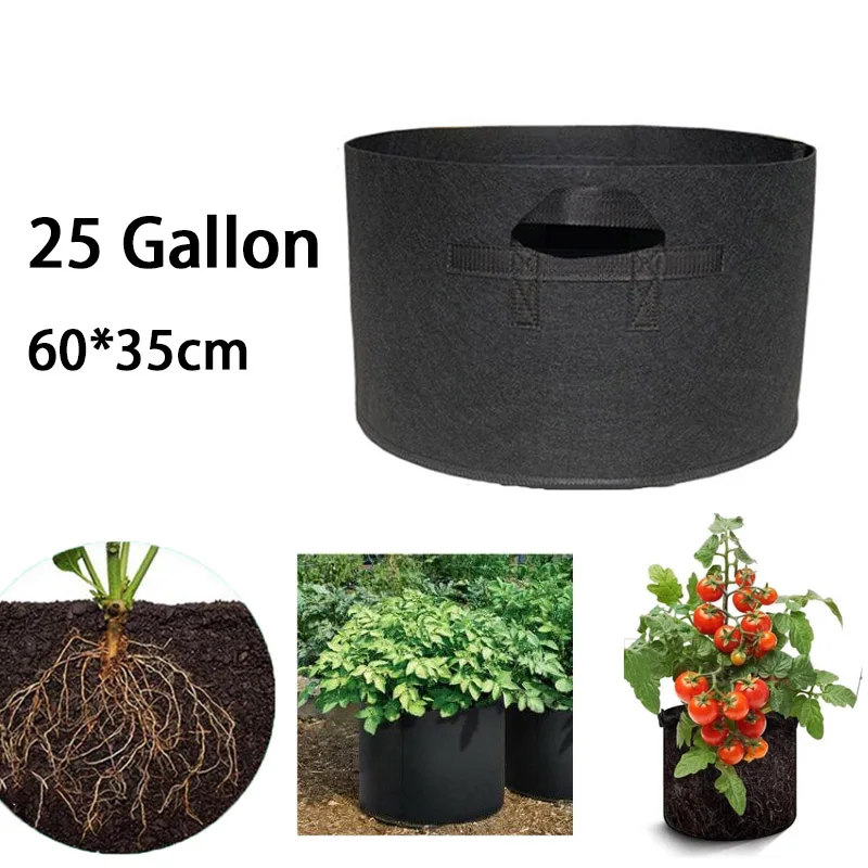 Garden Tools 25 Gallon Plant Grow Bags Flower Pots Fabric Planting Jardin High Bearing Growing Bag Fruit Vegetables Planter Bags