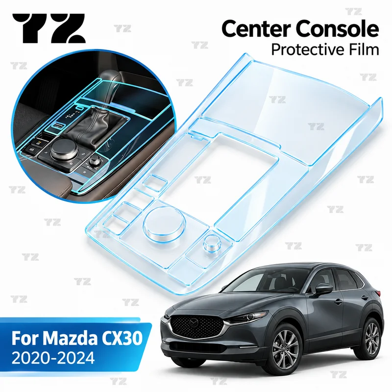 YZ Center Console Protective Film For Mazda CX30 2020-2024 Transparent TPU Interior PPF Anti-Scratch Protection