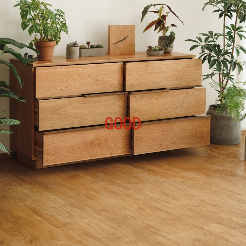 

Деревянный Комод Cherrywood с шестью ящиками, шкаф для хранения из массива дерева с шестью ящиками для спальни